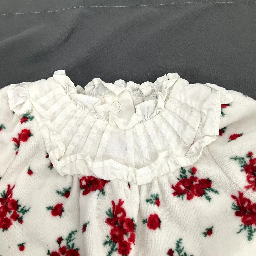 Janie and Jack Floral Long Sleeve Velvet High Neck One Piece Holiday‎ Baby Girl